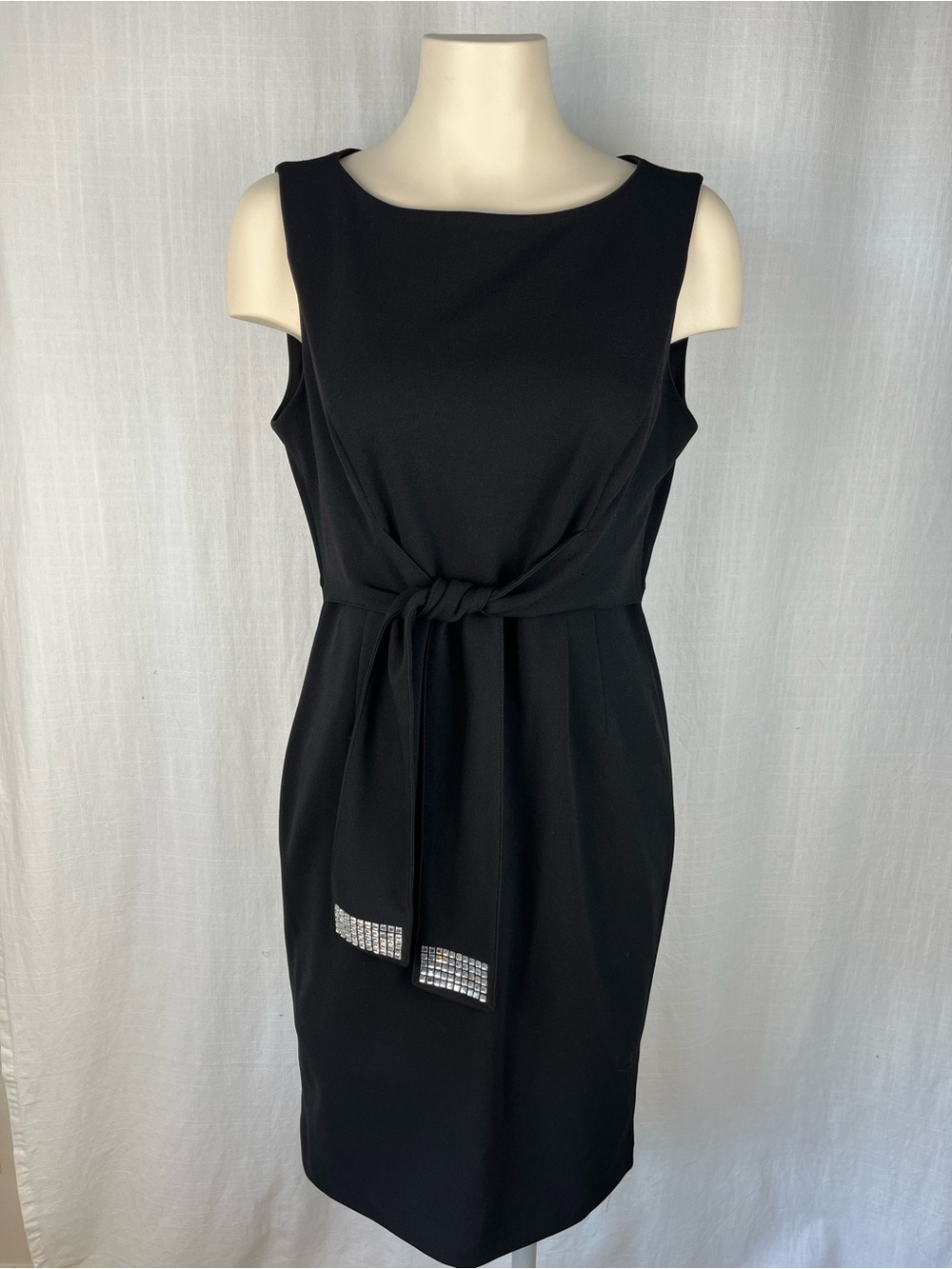Tommy Hilfiger Black Sleeveless Tie-Waist Midi Dress